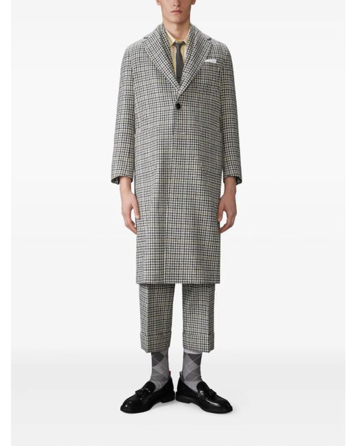 Thom Browne Gray Checked Coat for men