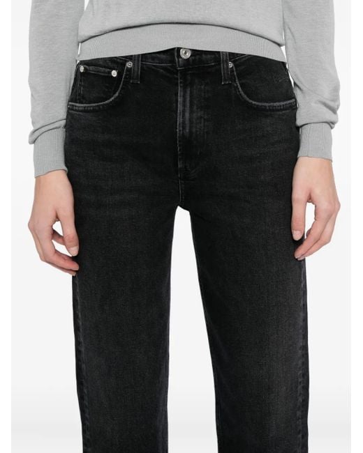 Citizens of Humanity Black Delfina High-Rise Straight Jeans