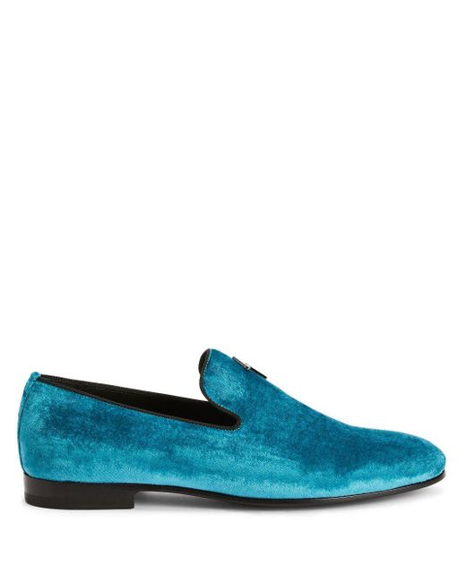 Giuseppe Zanotti Fluwelen Loafers in het Blue voor heren