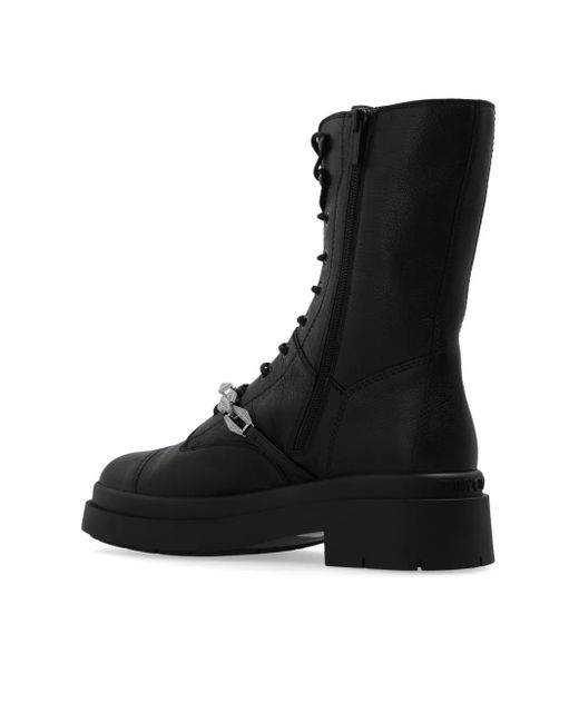 Jimmy Choo Black Nari Crystal-Embellished Combat Boots
