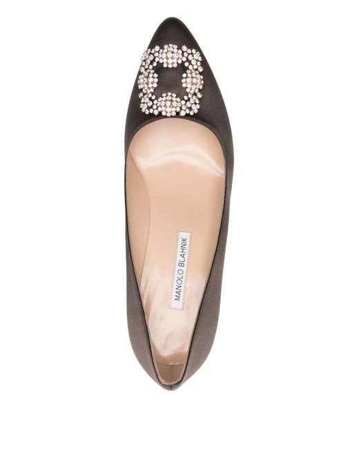 Manolo Blahnik Brown 80Mm Hangisi Embellished Pumps