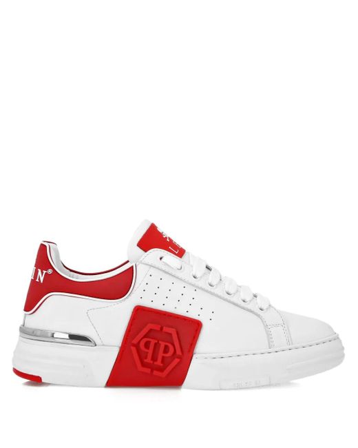 Philipp Plein Red Logo-Embellished Sneakers