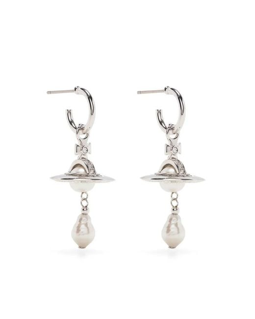 Vivienne Westwood White Orb-Detail Post Earrings