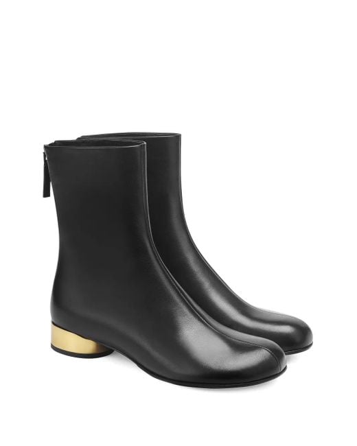 POTAMY Black Leather Ankle Boots