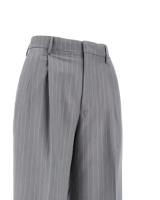 Tagliatore Gray Striped Trousers