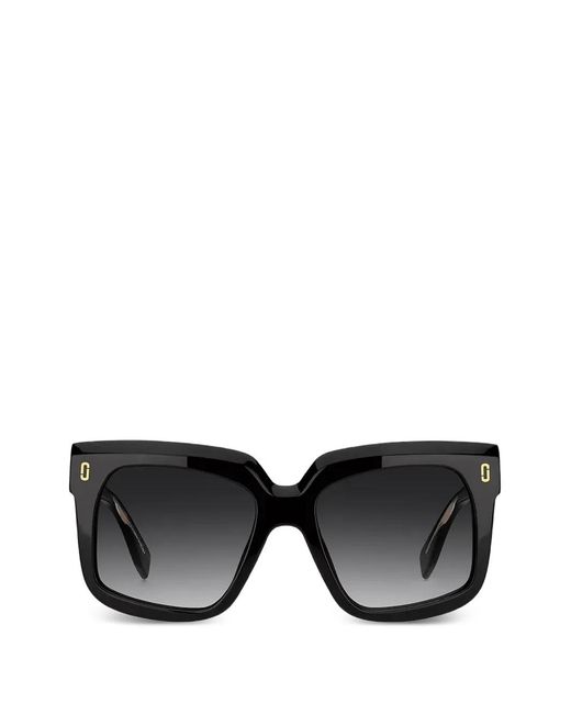 Marc Jacobs Black Logo-Plaque Square-Frame Sunglasses