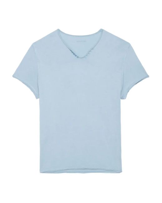 Zadig & Voltaire Monastir T-Shirt mit V-Ausschnitt in Blue für Herren