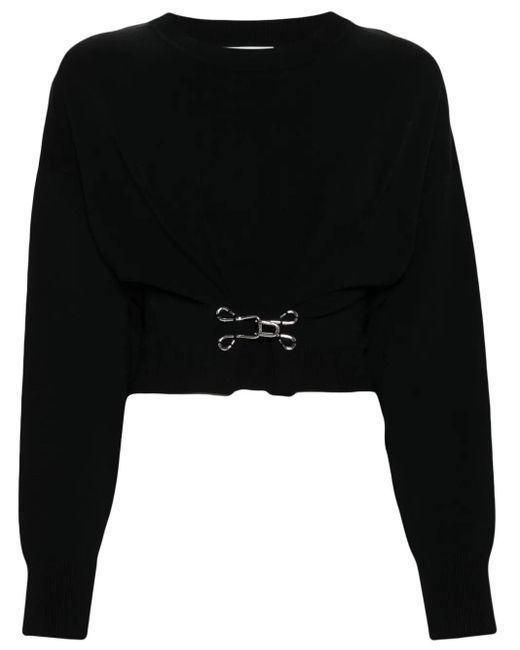 Moschino Black Hook-Detail Cropped Sweatshirt