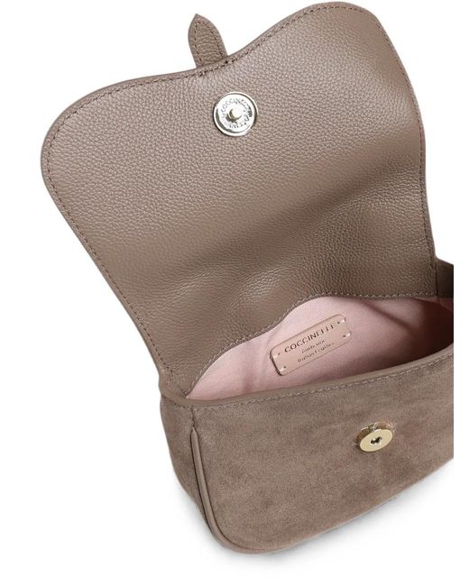 Coccinelle Brown Mavery Suede Mini Crossbody Bag