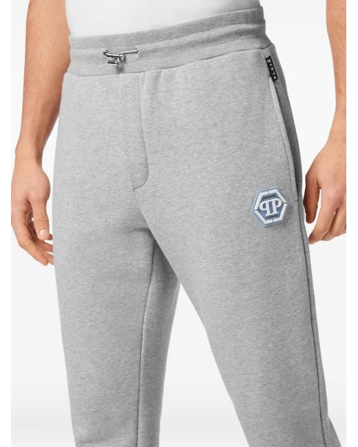 Philipp Plein Gray Logo-Patch Track Pants for men