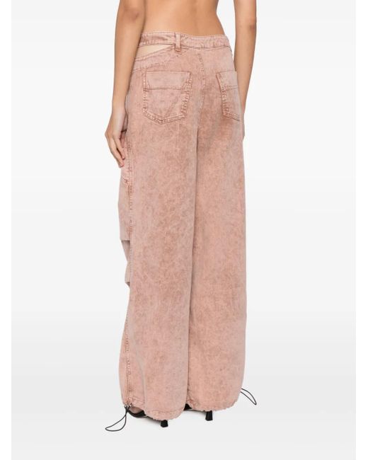 ANDREADAMO Pink Asymmetric-Waistband Wide-Leg Jeans