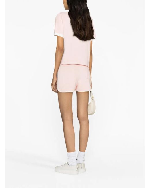 Sporty & Rich Pink Logo-Embroidered Cotton Shorts
