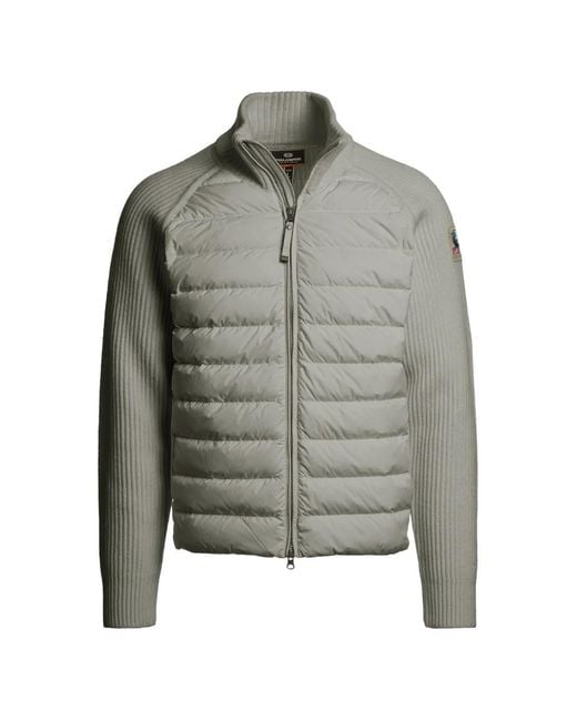 Parajumpers Gray Olmo Rib-Knit Padded Jacket for men