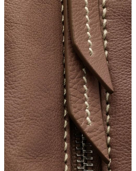 Prada Brown Leather Logo Tote Bag