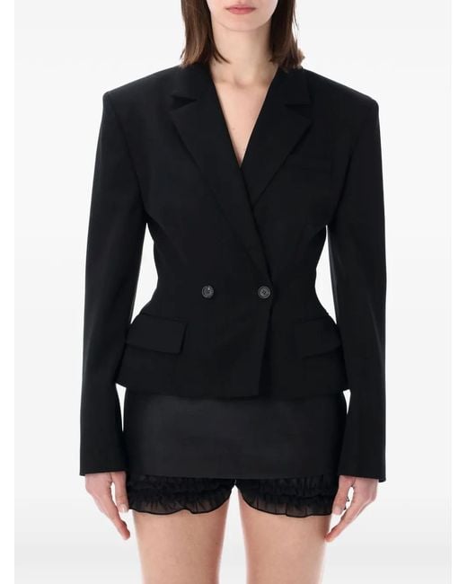 Magda Butrym Black Blazer Péplum À Boutonnière Croisée