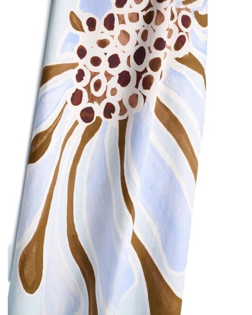 Dorothee Schumacher Blue Floral Power Printed Polo-Collar Dress
