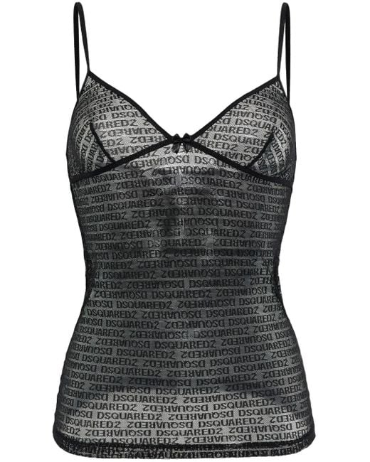 DSquared² Cropped Mesh Top in het Black