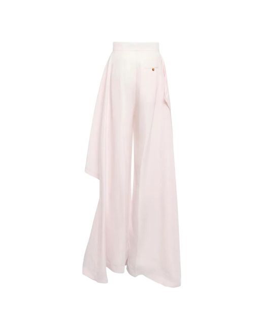 A.W.A.K.E. MODE Pink Slit-Knee Draped Trousers