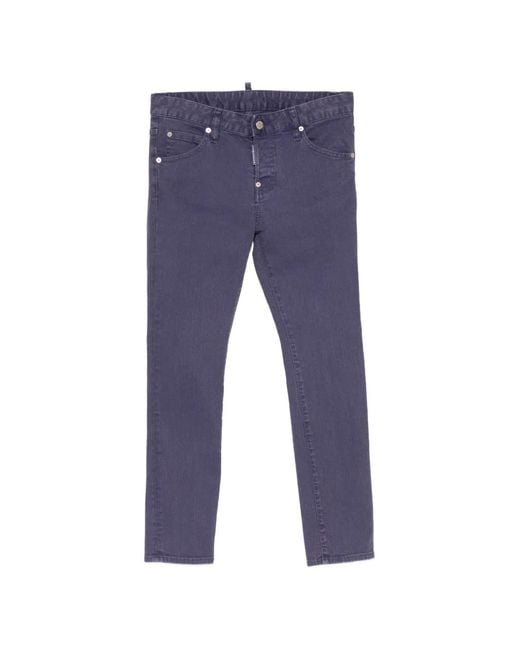 DSquared² Blue Logo-Tag Slim-Fit Jeans