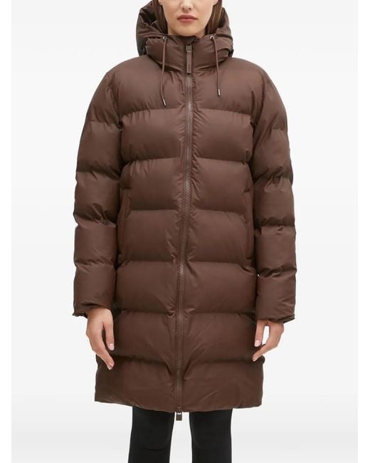 Rains Brown Hooded Padded Jacket