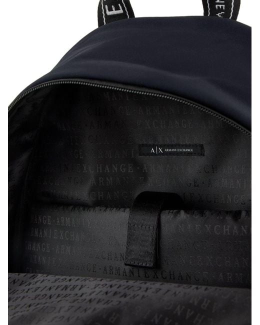 Armani Exchange Blue Logo-print Backpack for men