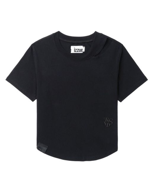 Izzue Black Logo-embroidered Jersey T-shirt