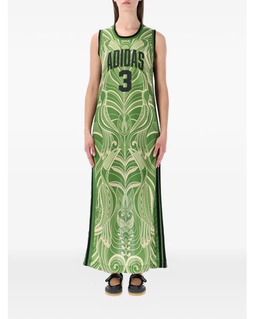 Adidas Green X Farm Rio Floral Sleeveless Maxi Dress
