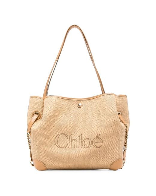 Chloé Natural Clover Raffia Tote Bag