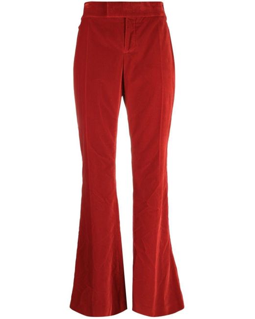 Tom Ford Velvet Bootcut Trousers in Red | Lyst