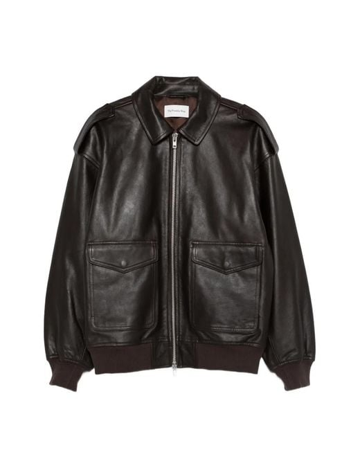 Frankie Shop Black Viper Flap-Pocket Leather Jacket