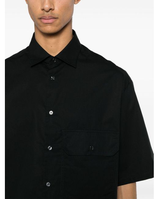 Camisa con cuello italiano Emporio Armani de hombre de color Black