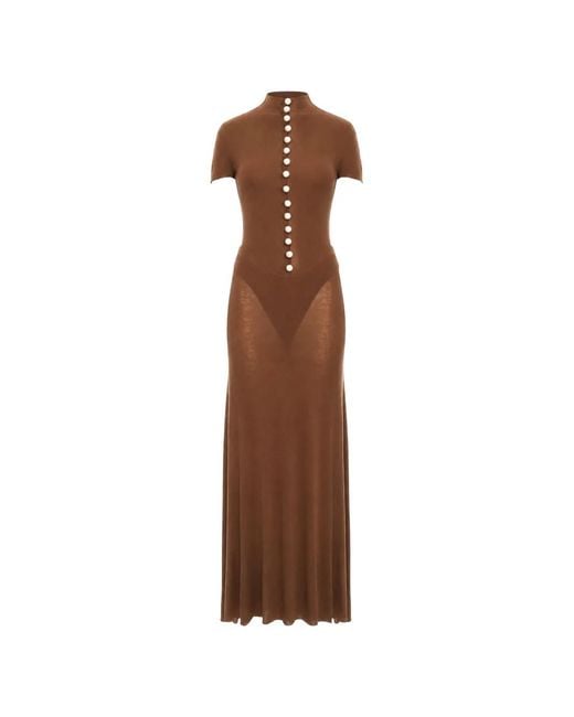 MANURI Brown Mia Embellished Cut-Out Maxi Dress