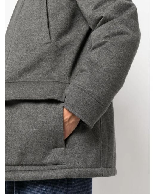 メンズ Brunello Cucinelli フーデッド パデッド カシミアコート Gray