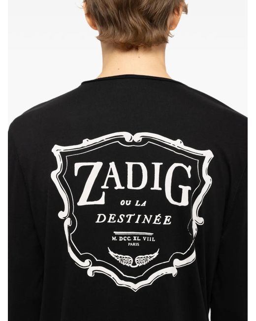 Zadig & Voltaire Black Logo-Print Long-Sleeve T-Shirt for men