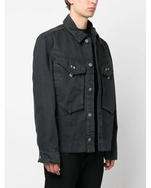 Objects IV Life Black Button-Up Cotton Jacket for men