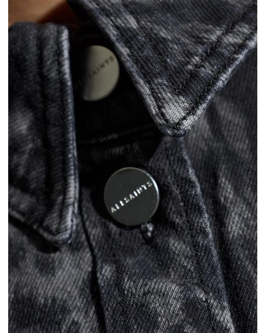 AllSaints Black Nicky Leopard-Print Denim Jacket