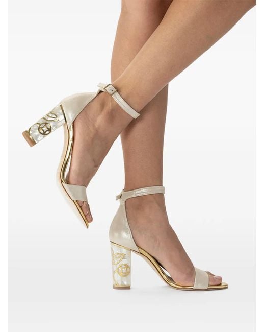 freya rose White Rozu Ankle-Strap Heeled Sandals
