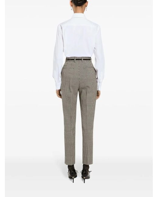 Dolce & Gabbana Gray Houndstooth Wool Trousers