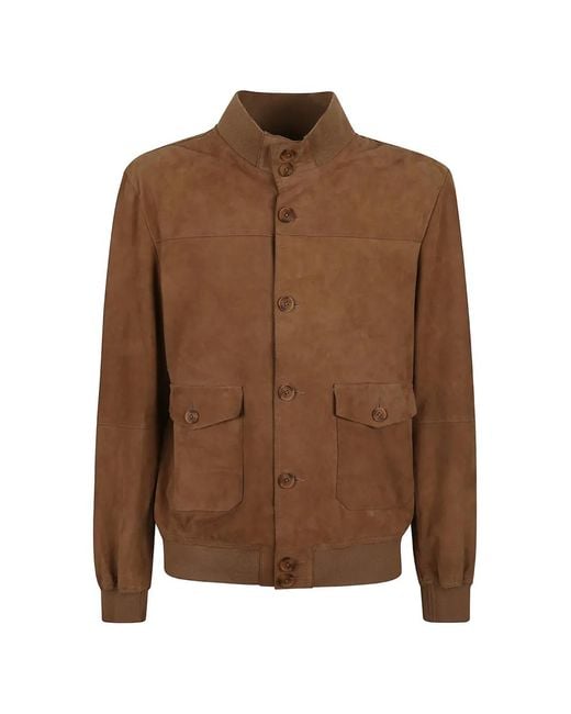 S.W.O.R.D Brown Veste Boutonnée En Daim À Poches for men