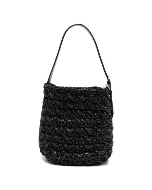 Totême Black Small Belt-Strap Tote Bag