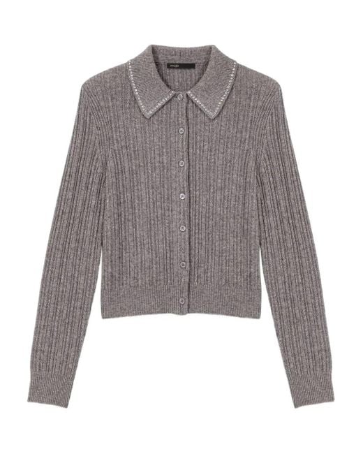 Maje ラインストーン カーディガン Gray