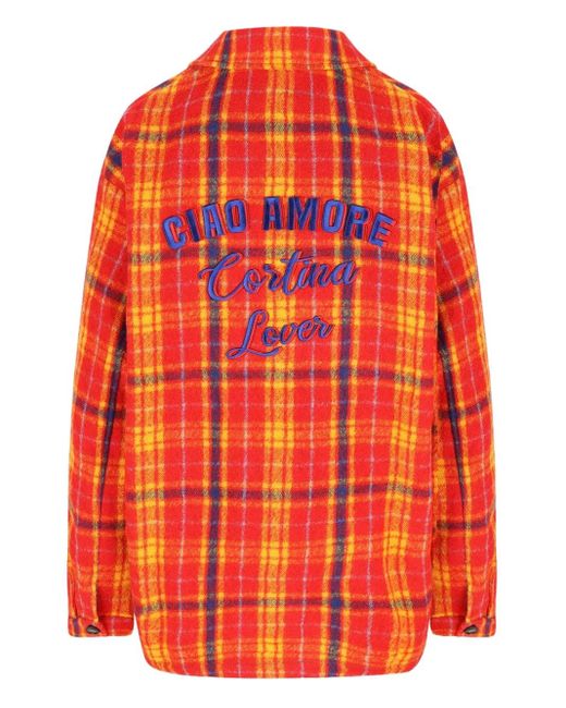 Giada Benincasa Red Surchemise En Laine À Carreaux