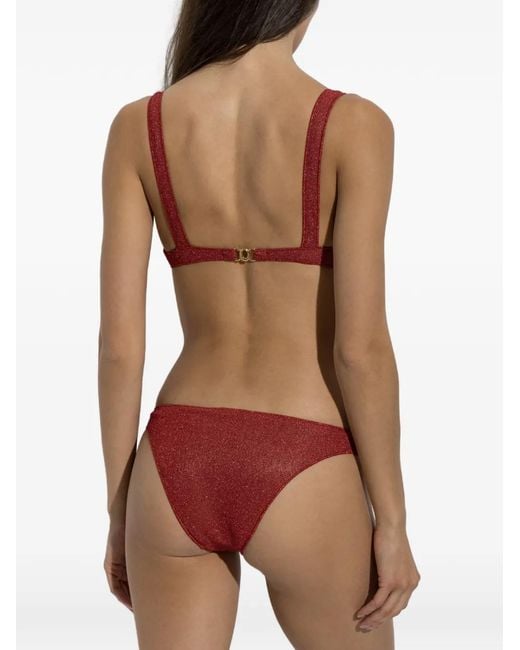 Oseree Red Lurex-Thread Two-Piece Bikini