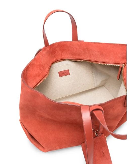 A.P.C. Red Drummer Suede Tote Bag
