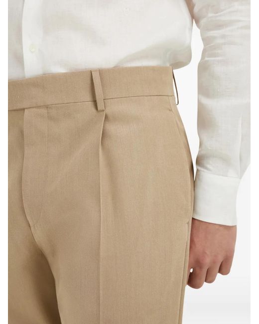 Ferragamo Natural Silk And Wool Tailored Trousers for men