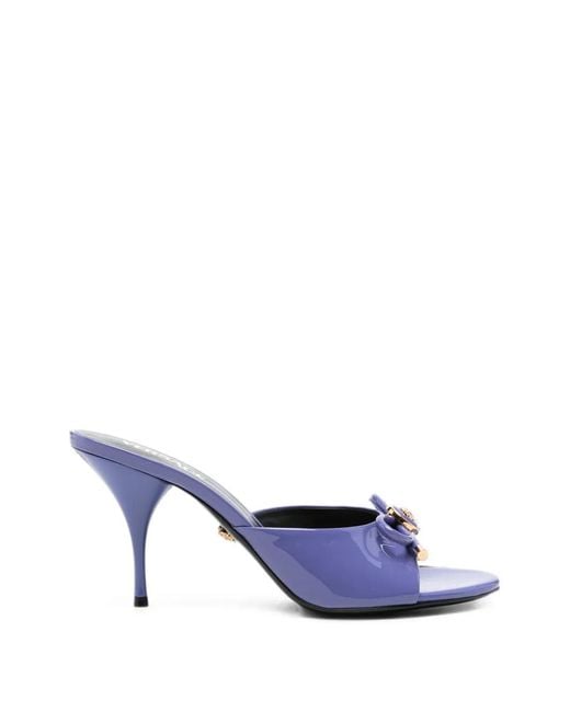 Versace Blue Medusa Patent Leather Mules