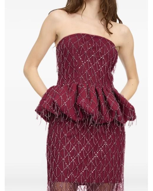 ROTATE BIRGER CHRISTENSEN Purple Sequins Bubble Top Dark