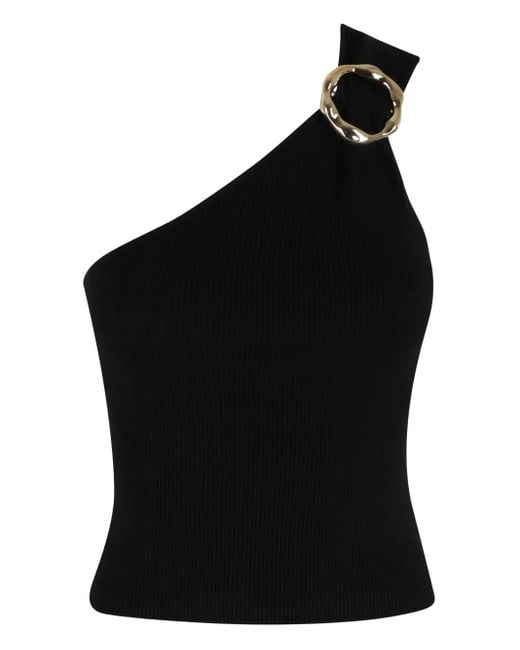 Jonathan Simkhai Black One-Shoulder Ribbed Top