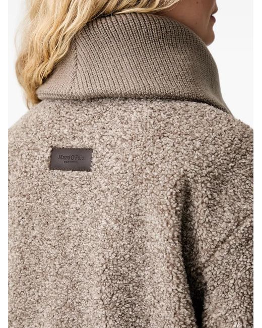 Marc O' Polo Brown Brushed-Effect Zip-Up Jacket