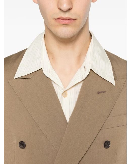 Brian Dales Natural Double-Breasted Peak-Lapel Blazer for men